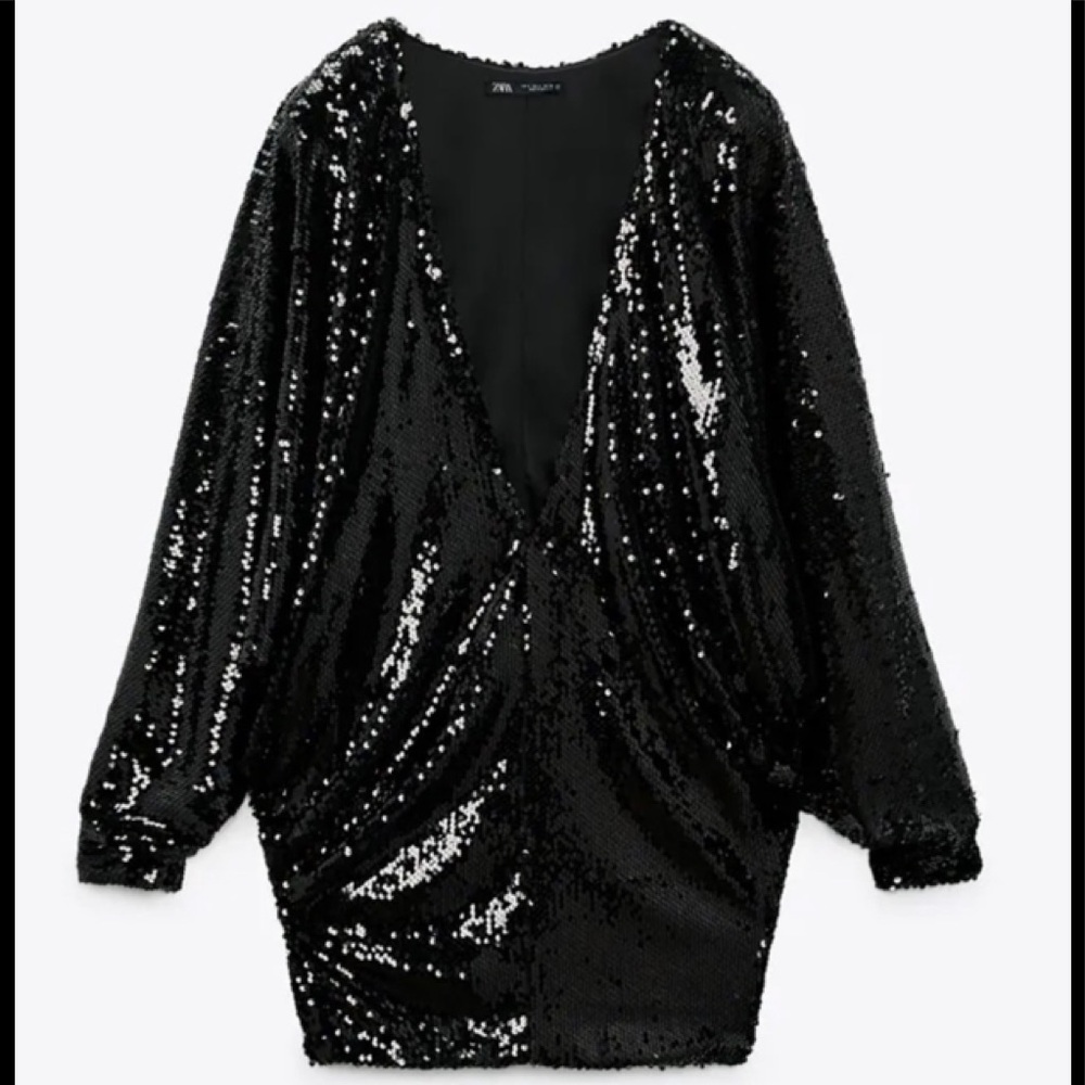 HOST PICK 🎉PARTY SEASON IS HERE😳 NEW! Zara Multi Position Black Sequin Dress - Picture 13 of 13